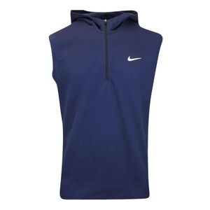 NIKE Swoosh ½ Zip Cotton Blend Sleeveless Tour Vest Hoodie MEDIUM Navy Blue NWT